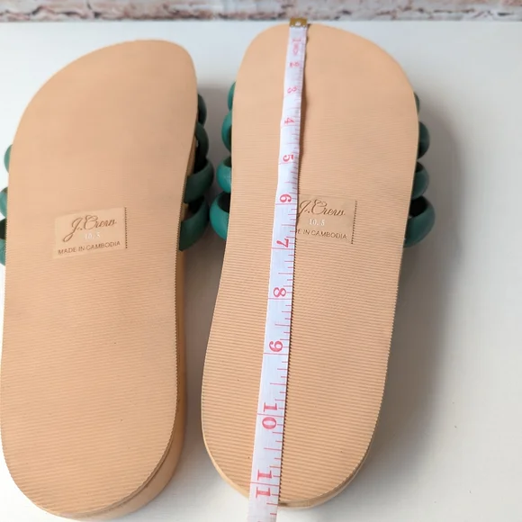 J. Crew Green and Tan Open-Toe Sandals with Crisscross Straps - Picture 8 of 9